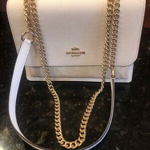 Genuine White Leather Coach Shoulder Crossbody Bag